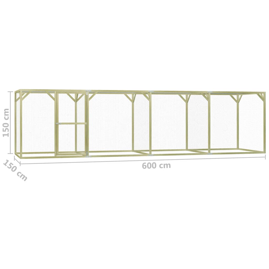Pollaio 1,5X6X1,5 M In Legno Di Pino Impregnato