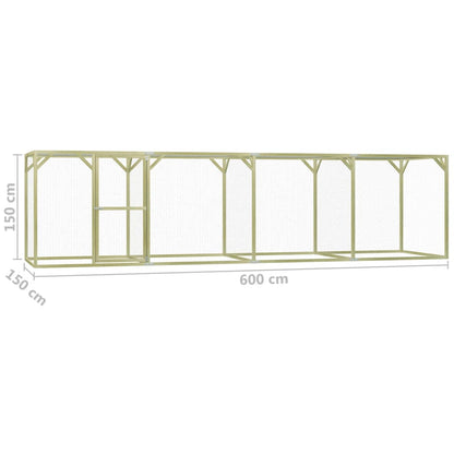 Pollaio 1,5X6X1,5 M In Legno Di Pino Impregnato