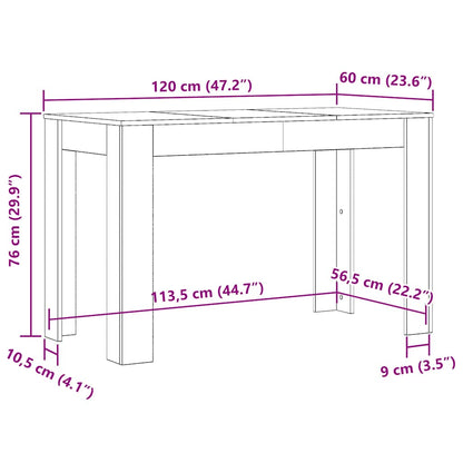 Tavolo Da Pranzo 120X60X76Cm In Legno Multistrato