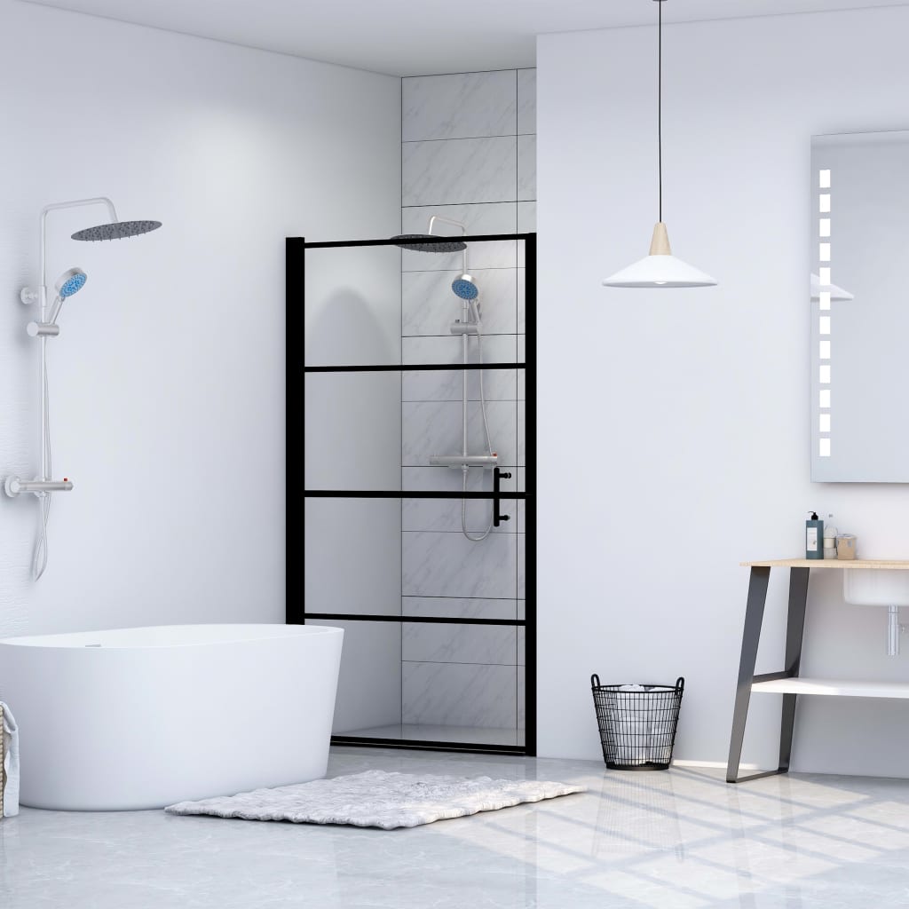Parete Doccia Vetro Temperato Semi Smerigliato Nero