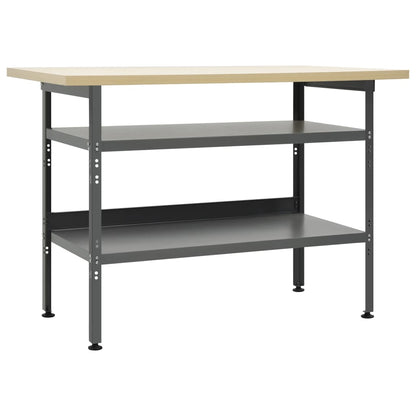 Banco Da Lavoro Grigio 120X60X85 Cm In Acciaio Bianco Lucido