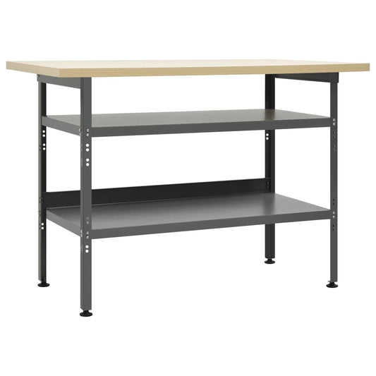 Banco Da Lavoro Grigio 120X60X85 Cm In Acciaio Bianco Lucido
