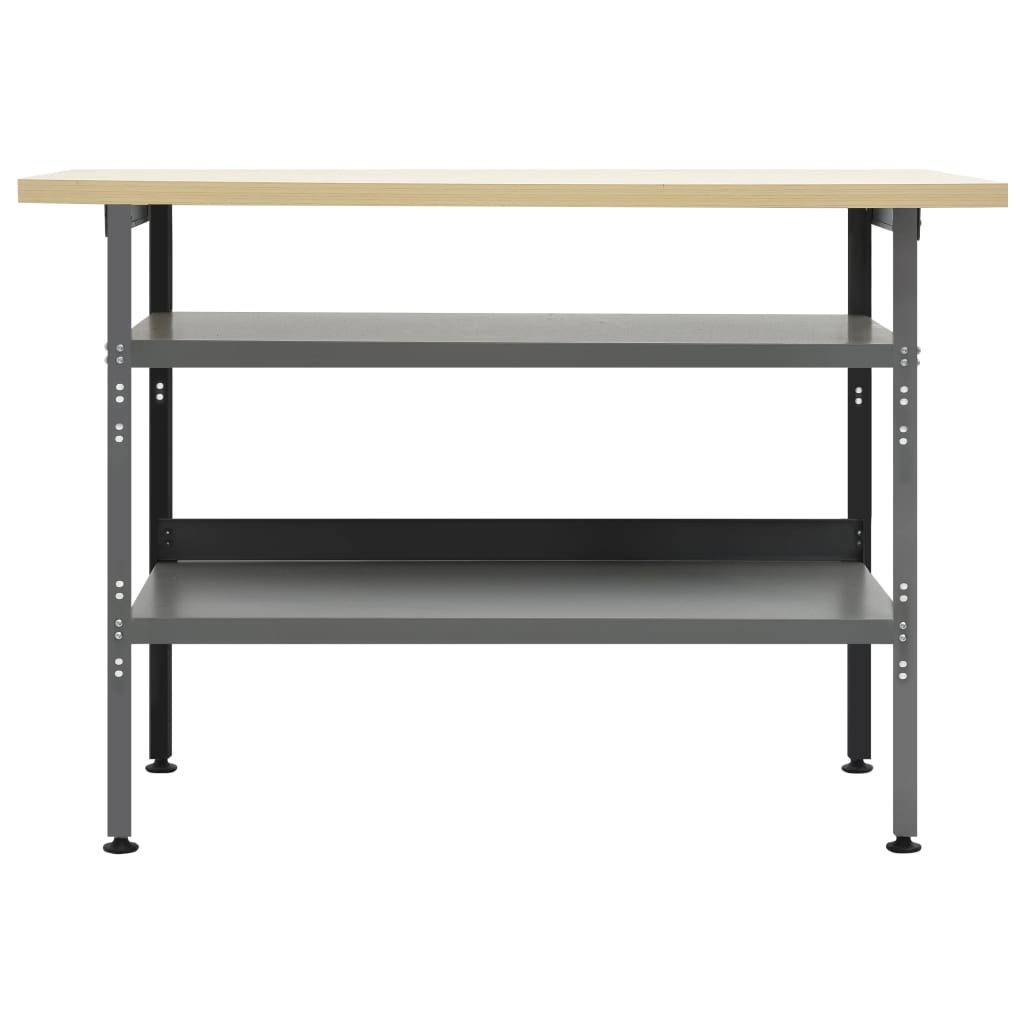 Banco Da Lavoro Grigio 120X60X85 Cm In Acciaio Bianco Lucido
