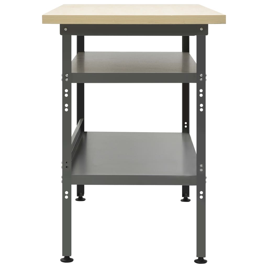 Banco Da Lavoro Grigio 120X60X85 Cm In Acciaio Bianco Lucido