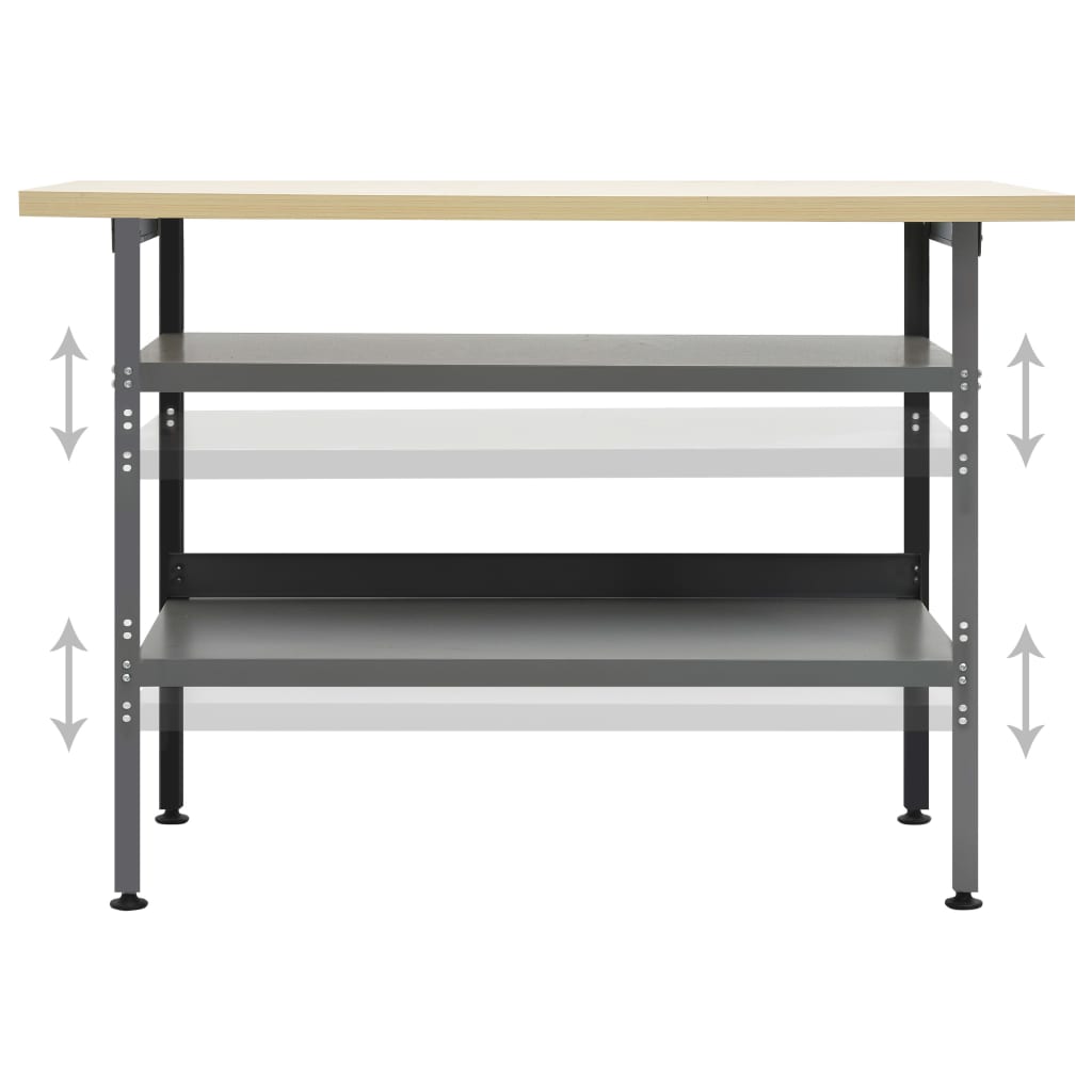 Banco Da Lavoro Grigio 120X60X85 Cm In Acciaio Bianco Lucido