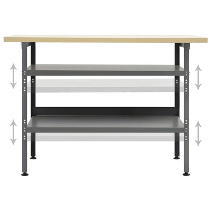 Banco Da Lavoro Grigio 120X60X85 Cm In Acciaio Bianco Lucido