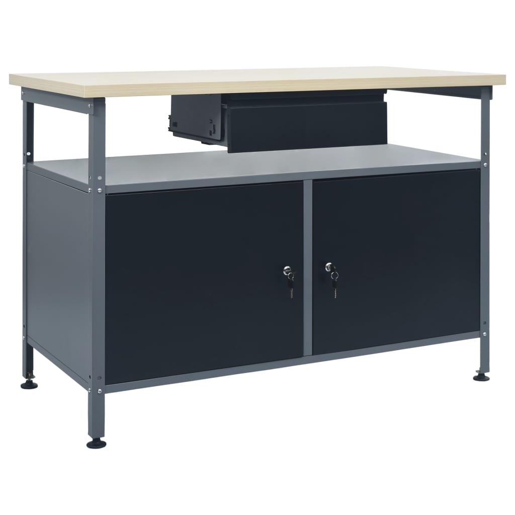 Banco Da Lavoro Nero 120X60X85 Cm In Acciaio
