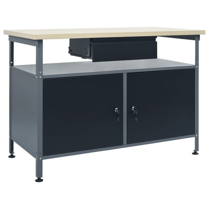Banco Da Lavoro Nero 120X60X85 Cm In Acciaio
