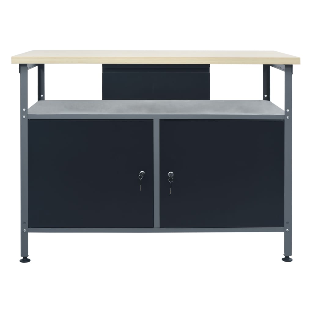 Banco Da Lavoro Nero 120X60X85 Cm In Acciaio