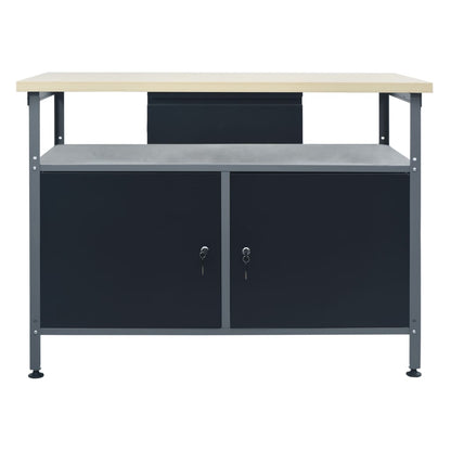 Banco Da Lavoro Nero 120X60X85 Cm In Acciaio