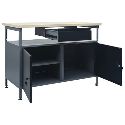 Banco Da Lavoro Nero 120X60X85 Cm In Acciaio