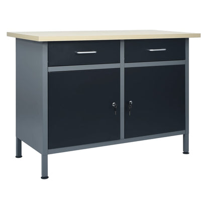 Banco Da Lavoro Nero 120X60X85 Cm In Acciaio