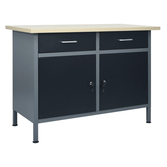 Banco Da Lavoro Nero 120X60X85 Cm In Acciaio