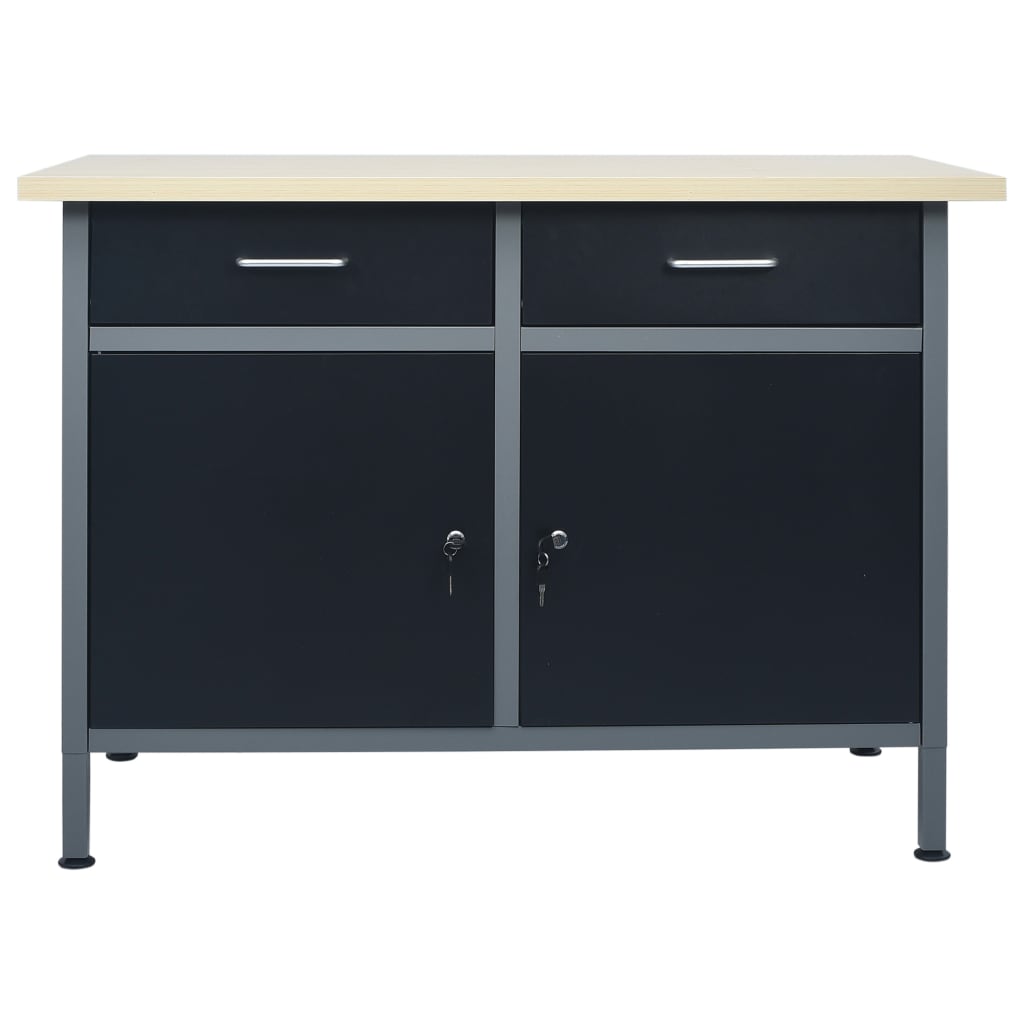 Banco Da Lavoro Nero 120X60X85 Cm In Acciaio