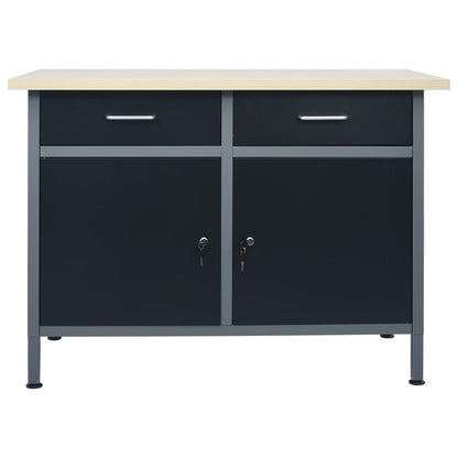 Banco Da Lavoro Nero 120X60X85 Cm In Acciaio