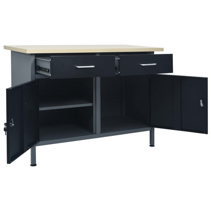 Banco Da Lavoro Nero 120X60X85 Cm In Acciaio