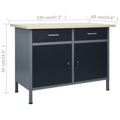 Banco Da Lavoro Nero 120X60X85 Cm In Acciaio