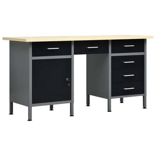 Banco Da Lavoro Nero 160X60X85 Cm In Acciaio