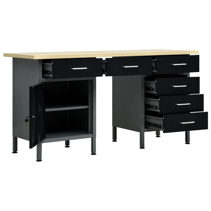 Banco Da Lavoro Nero 160X60X85 Cm In Acciaio