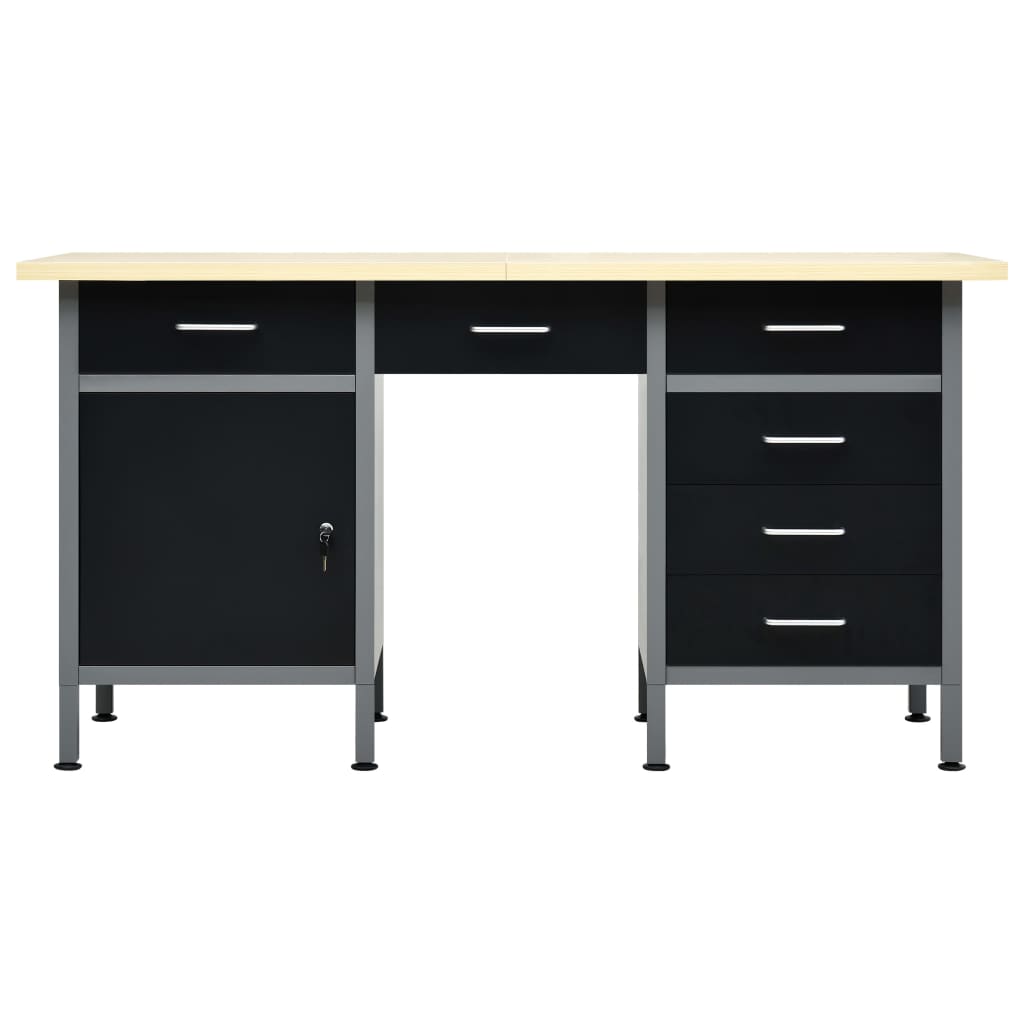 Banco Da Lavoro Nero 160X60X85 Cm In Acciaio