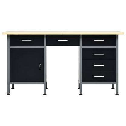 Banco Da Lavoro Nero 160X60X85 Cm In Acciaio