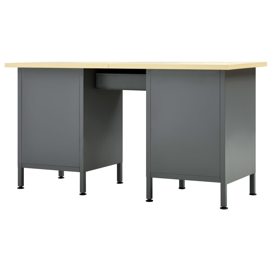 Banco Da Lavoro Nero 160X60X85 Cm In Acciaio