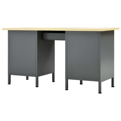 Banco Da Lavoro Nero 160X60X85 Cm In Acciaio