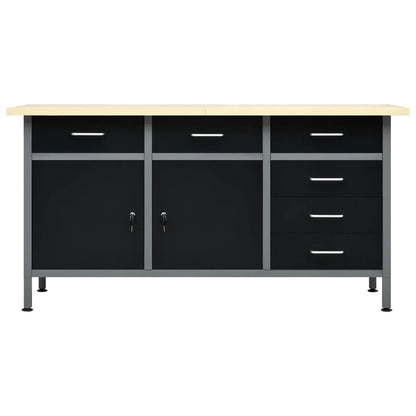 Banco Da Lavoro Nero 160X60X85 Cm In Acciaio