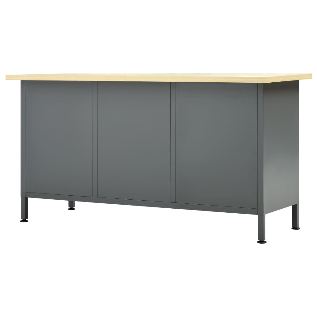 Banco Da Lavoro Nero 160X60X85 Cm In Acciaio