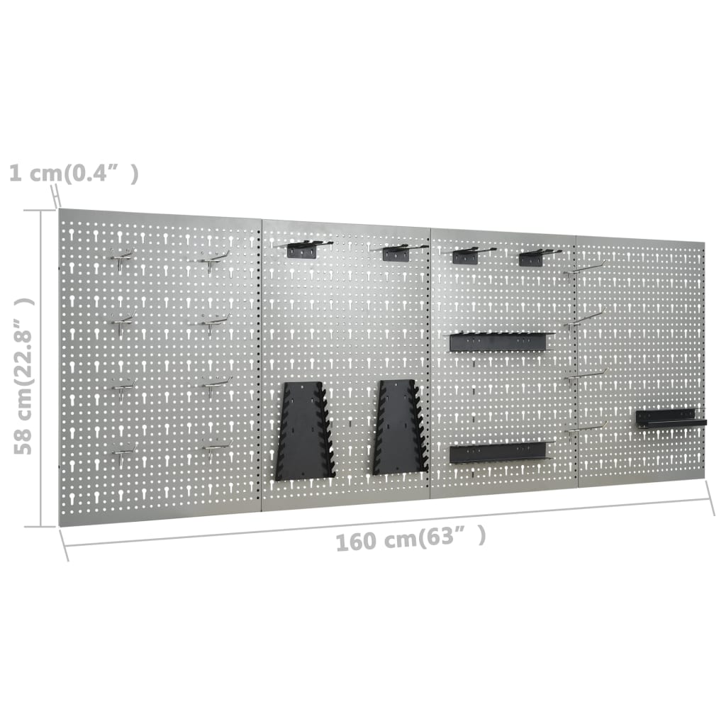 Pannelli Per Utensili A Parete 4 Pz 40X58 Cm Acciaio