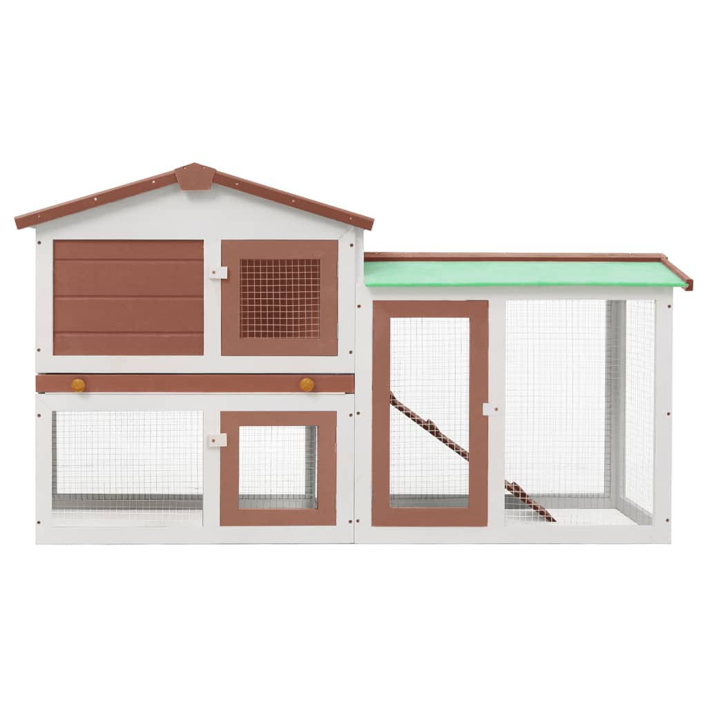 Conigliera Per Esterni Grande Marrone Bianca 145X45X84 Cm Legno