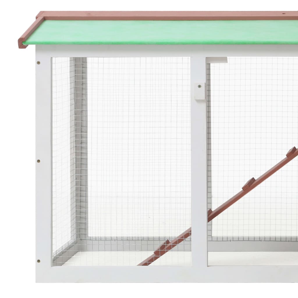 Conigliera Per Esterni Grande Marrone Bianca 145X45X84 Cm Legno