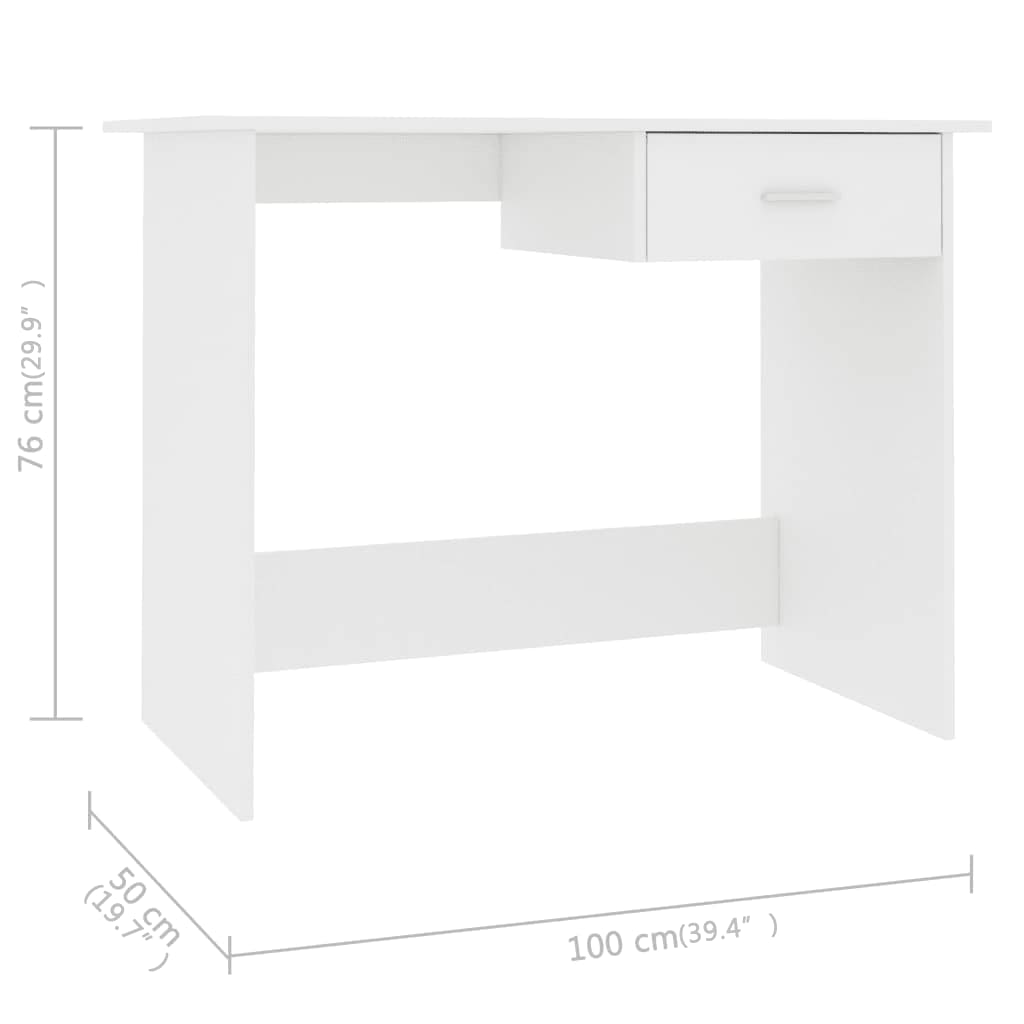 Scrivania Bianca 100X50X76 Cm In Legno Multistrato