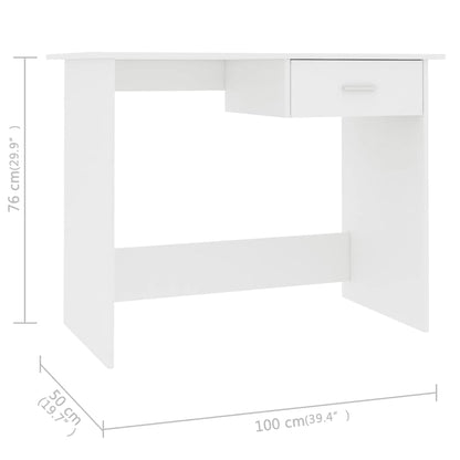 Scrivania Bianca 100X50X76 Cm In Legno Multistrato
