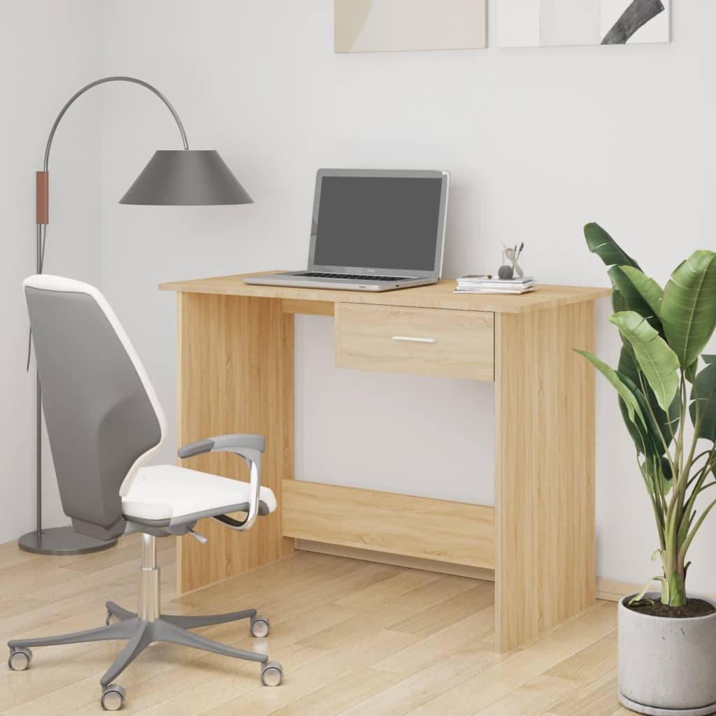 Scrivania Bianca 100X50X76 Cm In Legno Multistrato