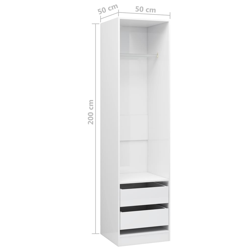 Armadio Cassetti Legno Multistrato Bianco Lucido
