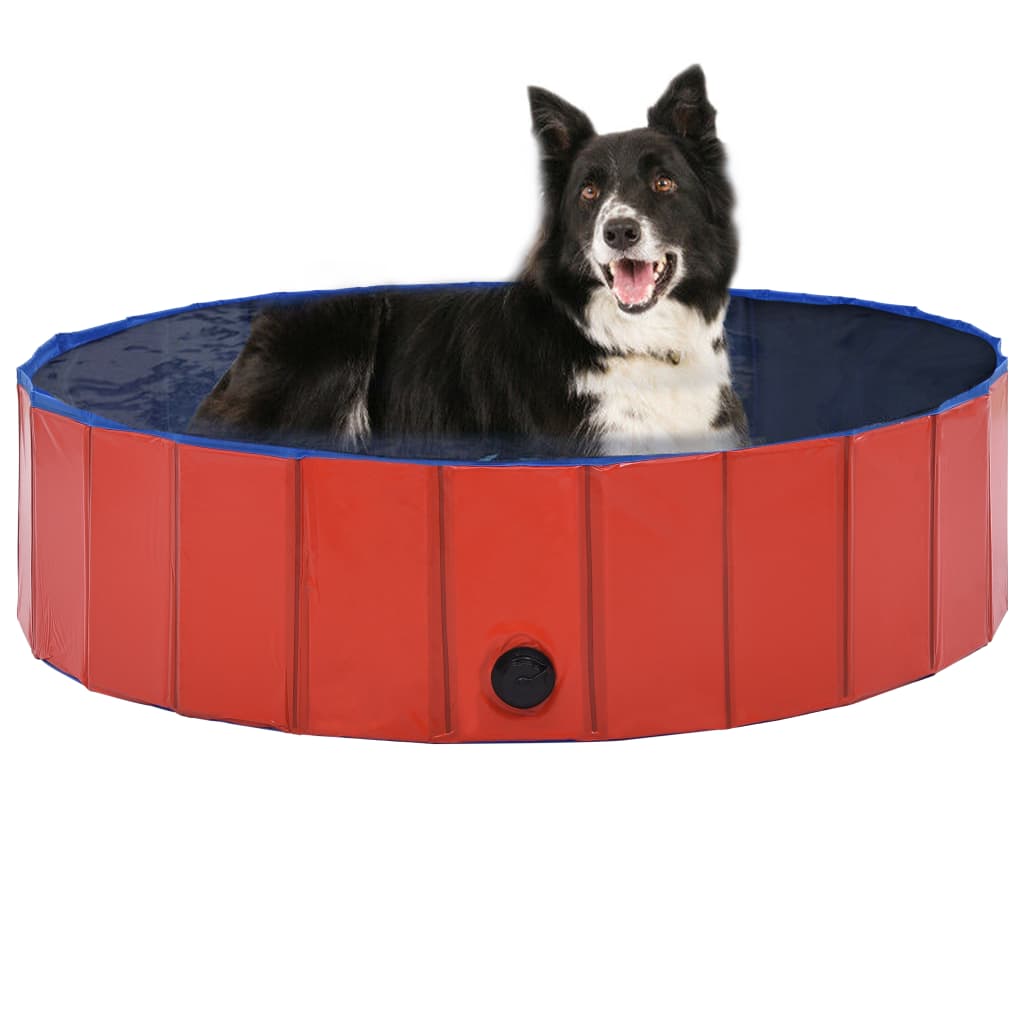 Piscina Per Cani Pieghevole Rossa In Pvc