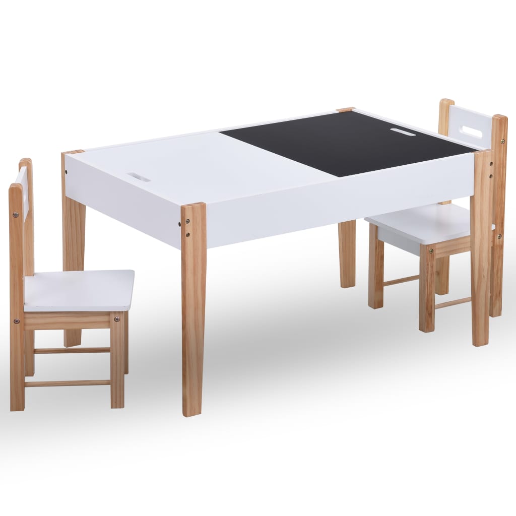 Set Sedie E Tavolo Lavagna Per Bambini 3 Pz Nero E Bianco