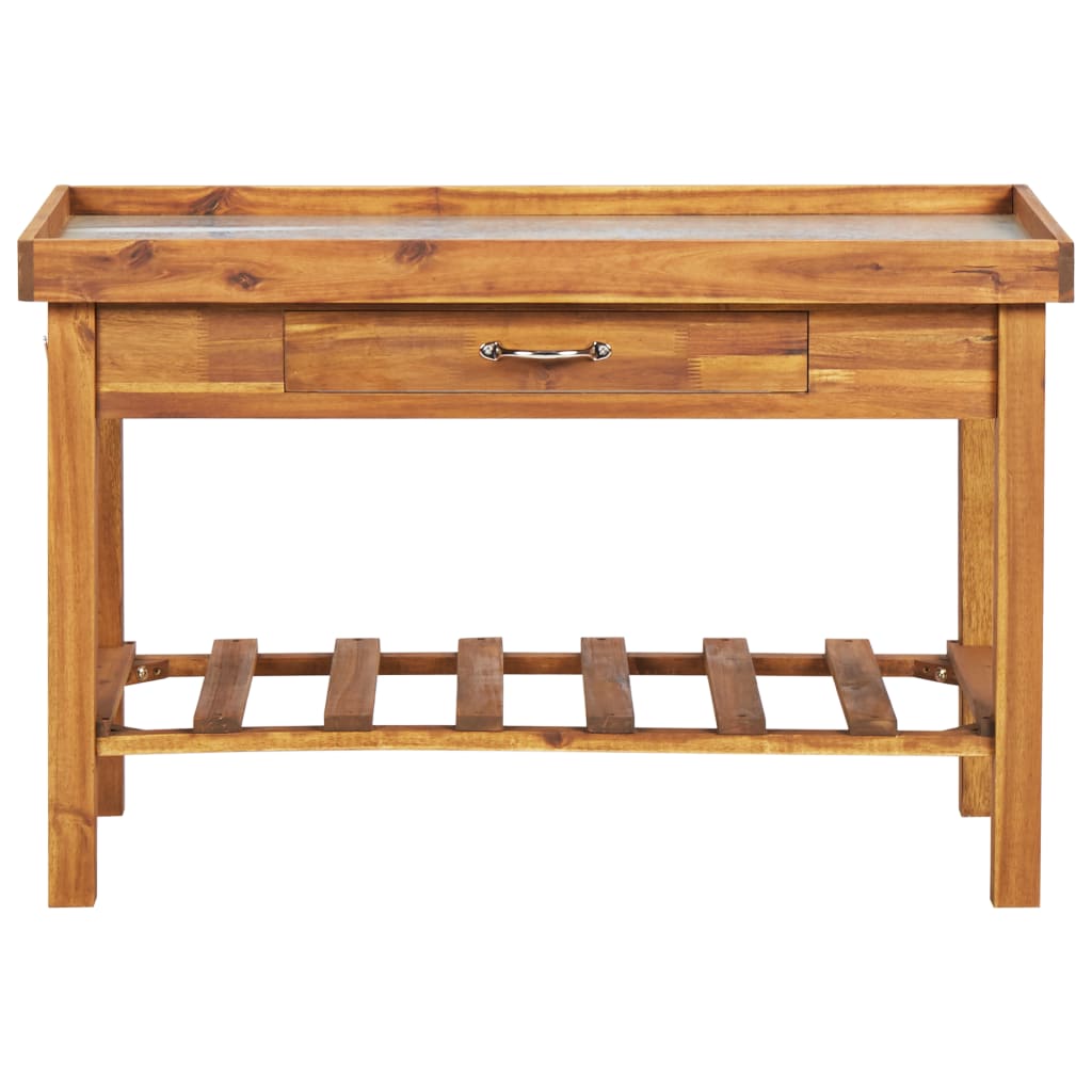 Banco Da Lavoro Per Giardino Piano In Zinco E Massello D'acacia