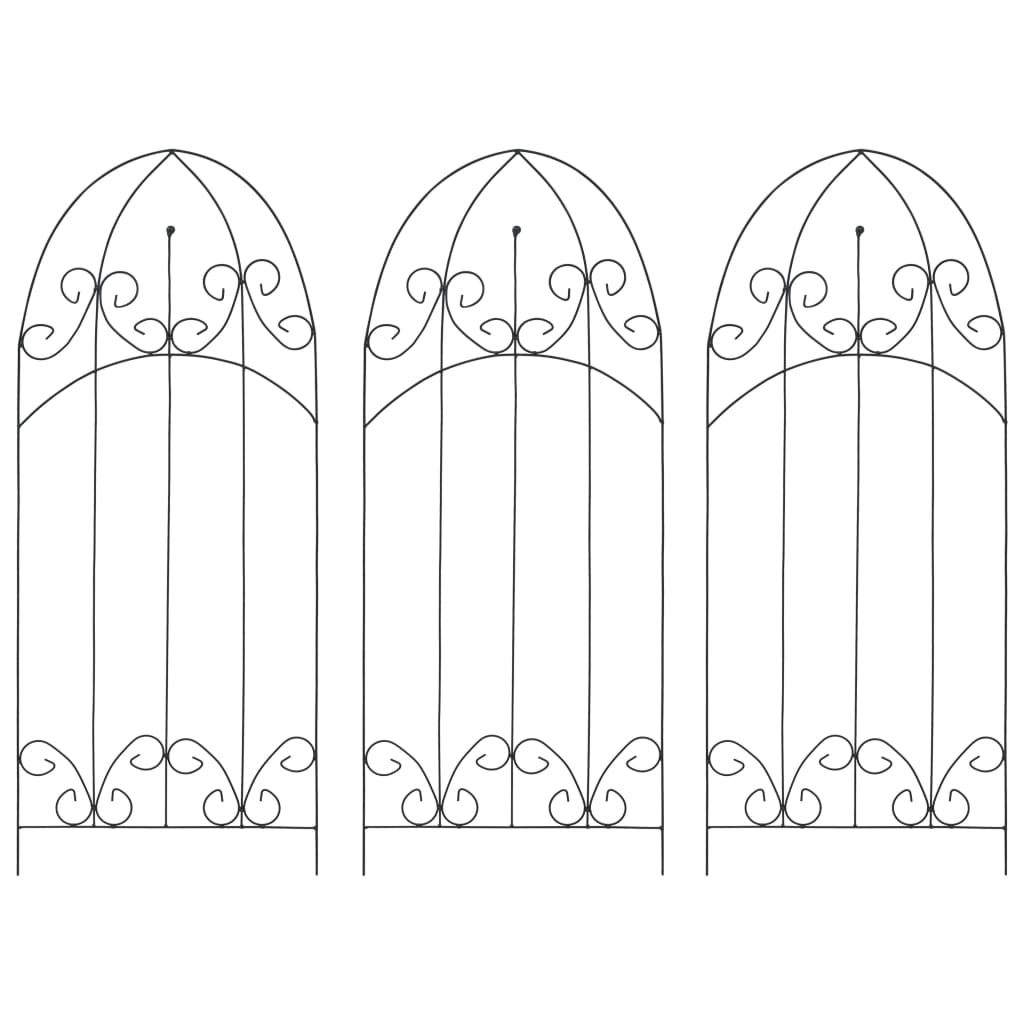 Supporti Da Giardino Per Piante 3 Pz Neri 40X100 Cm In Ferro