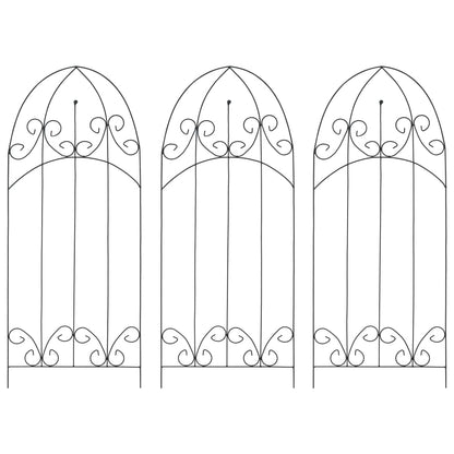 Supporti Da Giardino Per Piante 3 Pz Neri 40X100 Cm In Ferro