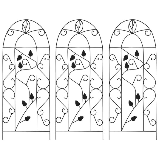 Supporti Da Giardino Per Piante 3 Pz Neri 40X100 Cm In Ferro