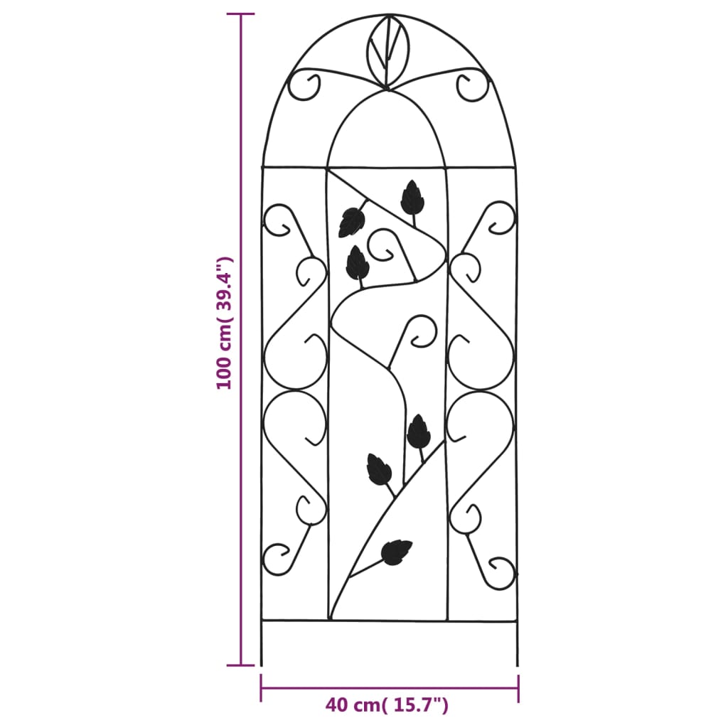Supporti Da Giardino Per Piante 3 Pz Neri 40X100 Cm In Ferro