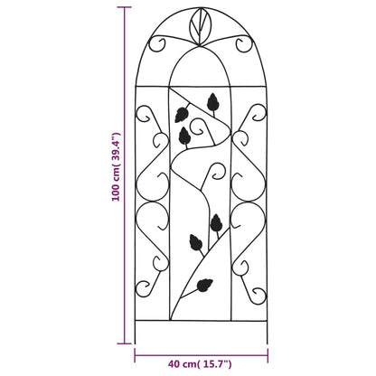 Supporti Da Giardino Per Piante 3 Pz Neri 40X100 Cm In Ferro