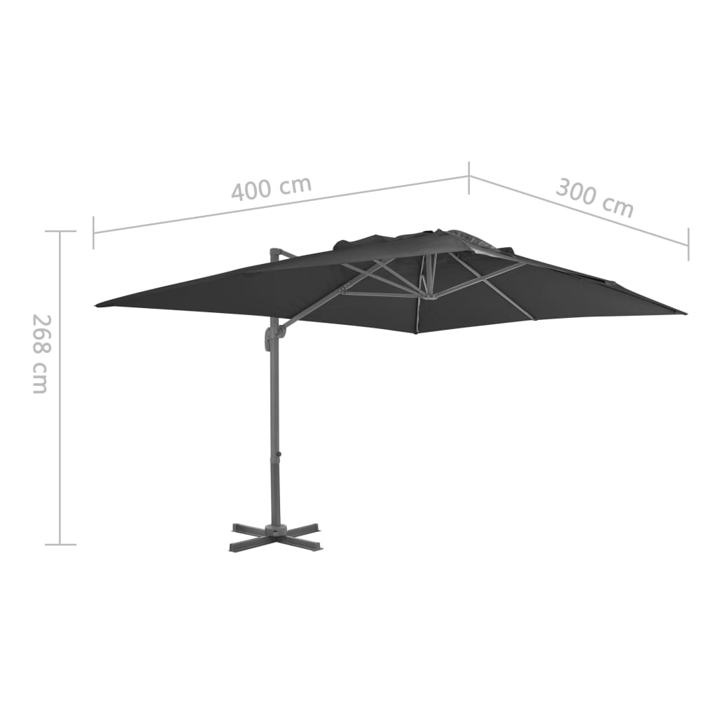 Ombrellone A Sbalzo Palo In Alluminio 4X3 M Nero