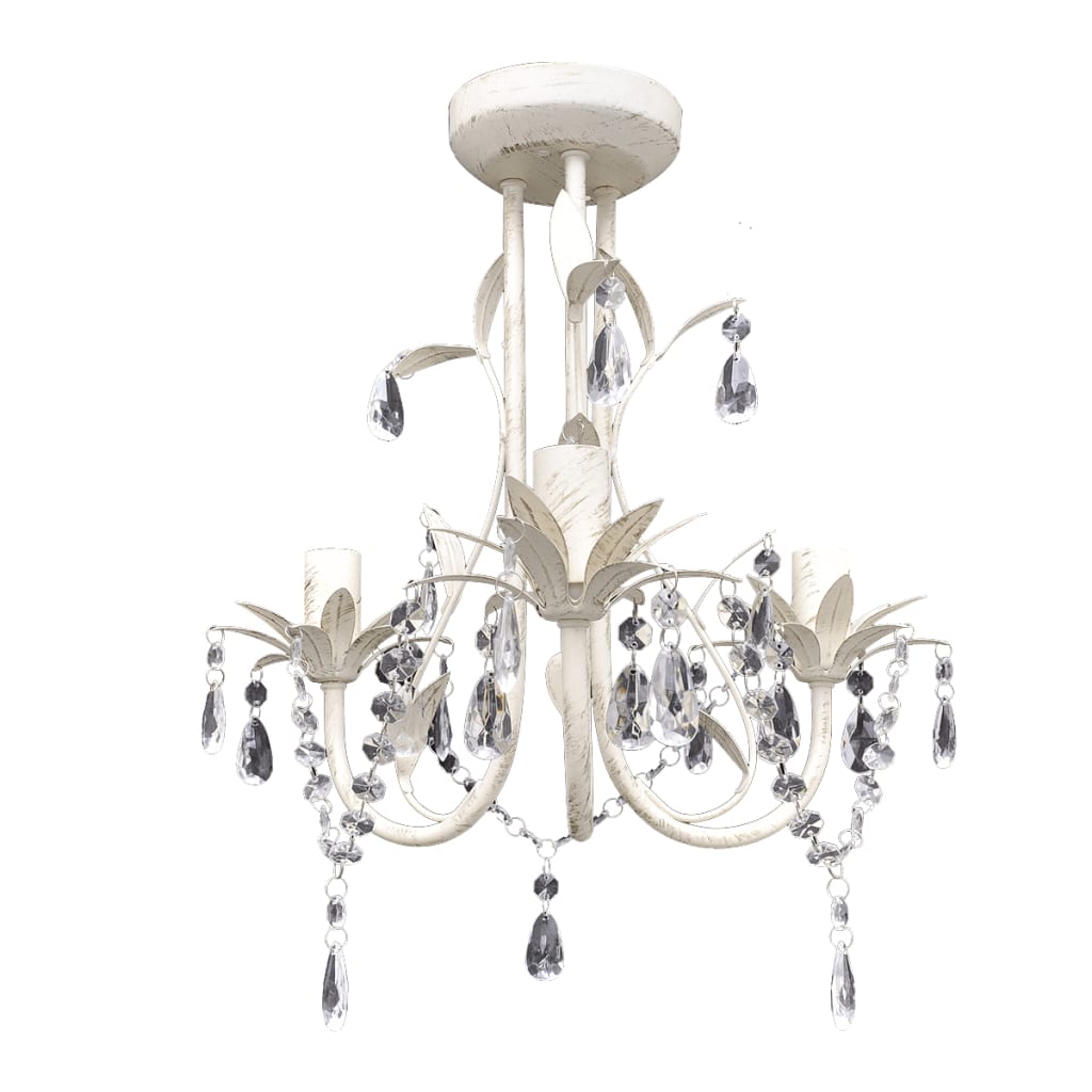 Lampadari Con Pendenti In Cristallo 2 Pz Bianco Elegante