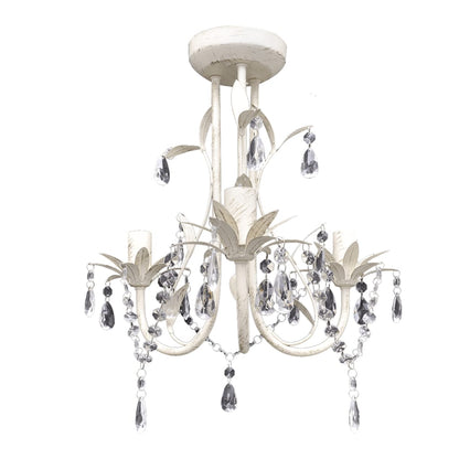 Lampadari Con Pendenti In Cristallo 2 Pz Bianco Elegante