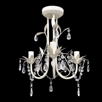 Lampadari Con Pendenti In Cristallo 2 Pz Bianco Elegante
