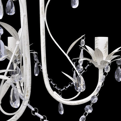 Lampadari Con Pendenti In Cristallo 2 Pz Bianco Elegante