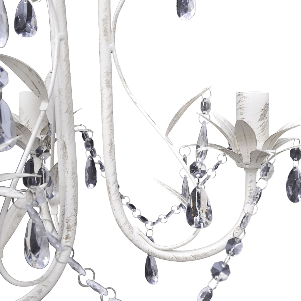 Lampadari Con Pendenti In Cristallo 2 Pz Bianco Elegante
